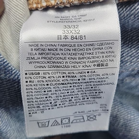 Men's Gap Cotton/Linen Blend Straight Leg Jeans 33x32 - Picture 6 of 6